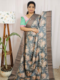 Pure Desi Tussar with Cut Work Pallu - Grey