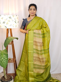 Linen Tissue Saree - Green