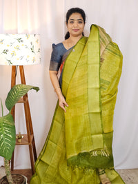 Linen Tissue Saree - Green