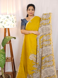 Kota Cotton Sarees - Mustard Yellow