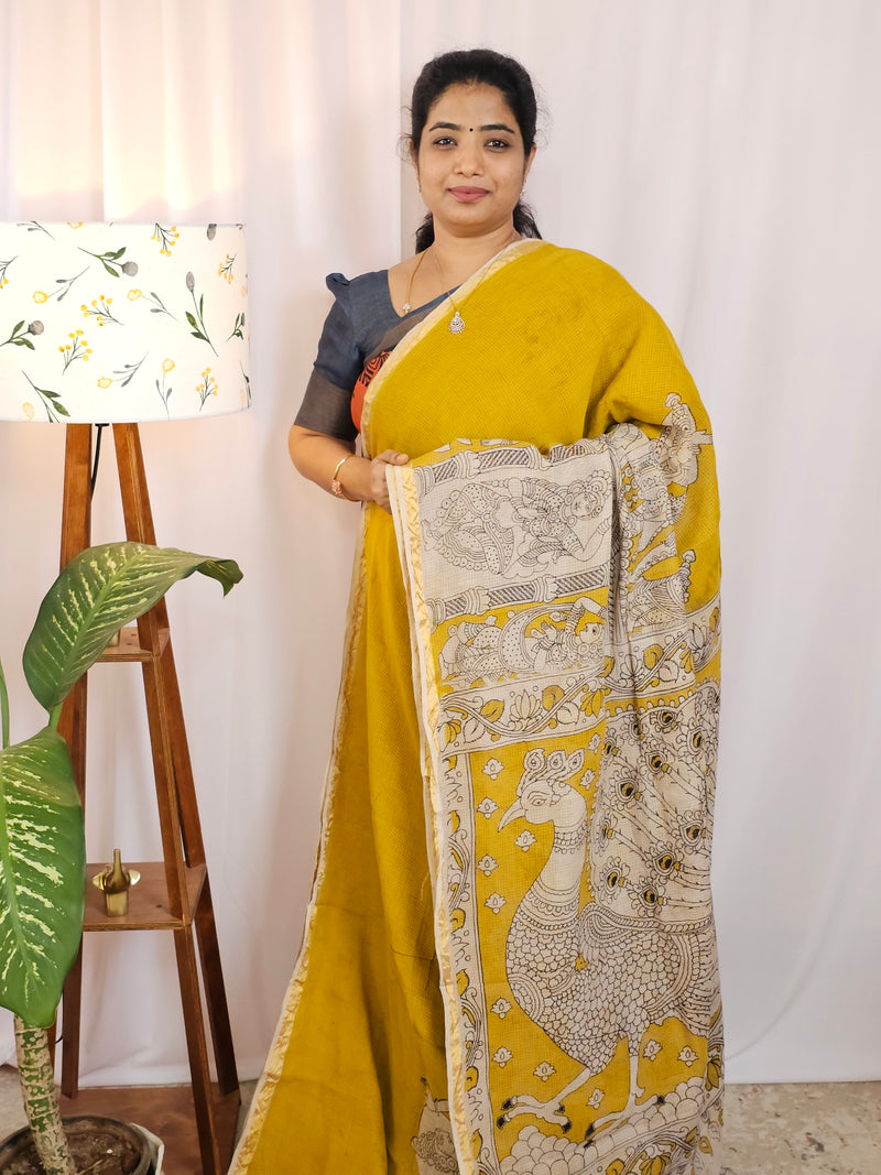 Kota Cotton Sarees - Mustard Yellow