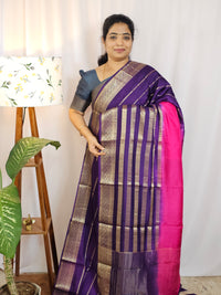 Semi Mysore Silk Saree - Pink with Purple