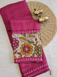 Chennuri Silk With Gap Border Kalamkari Sarees - Pink