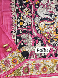 Chennuri Silk With Gap Border Kalamkari Sarees - Pink