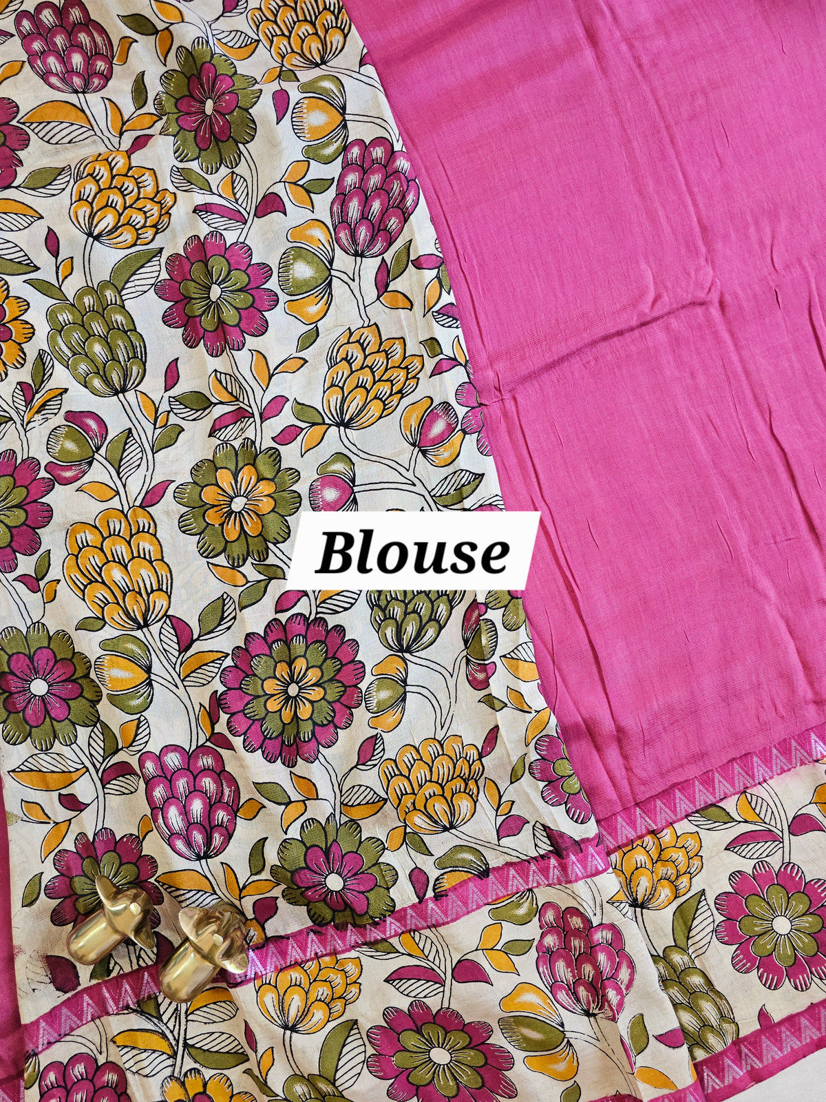 Chennuri Silk With Gap Border Kalamkari Sarees - Pink
