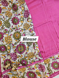 Chennuri Silk With Gap Border Kalamkari Sarees - Pink