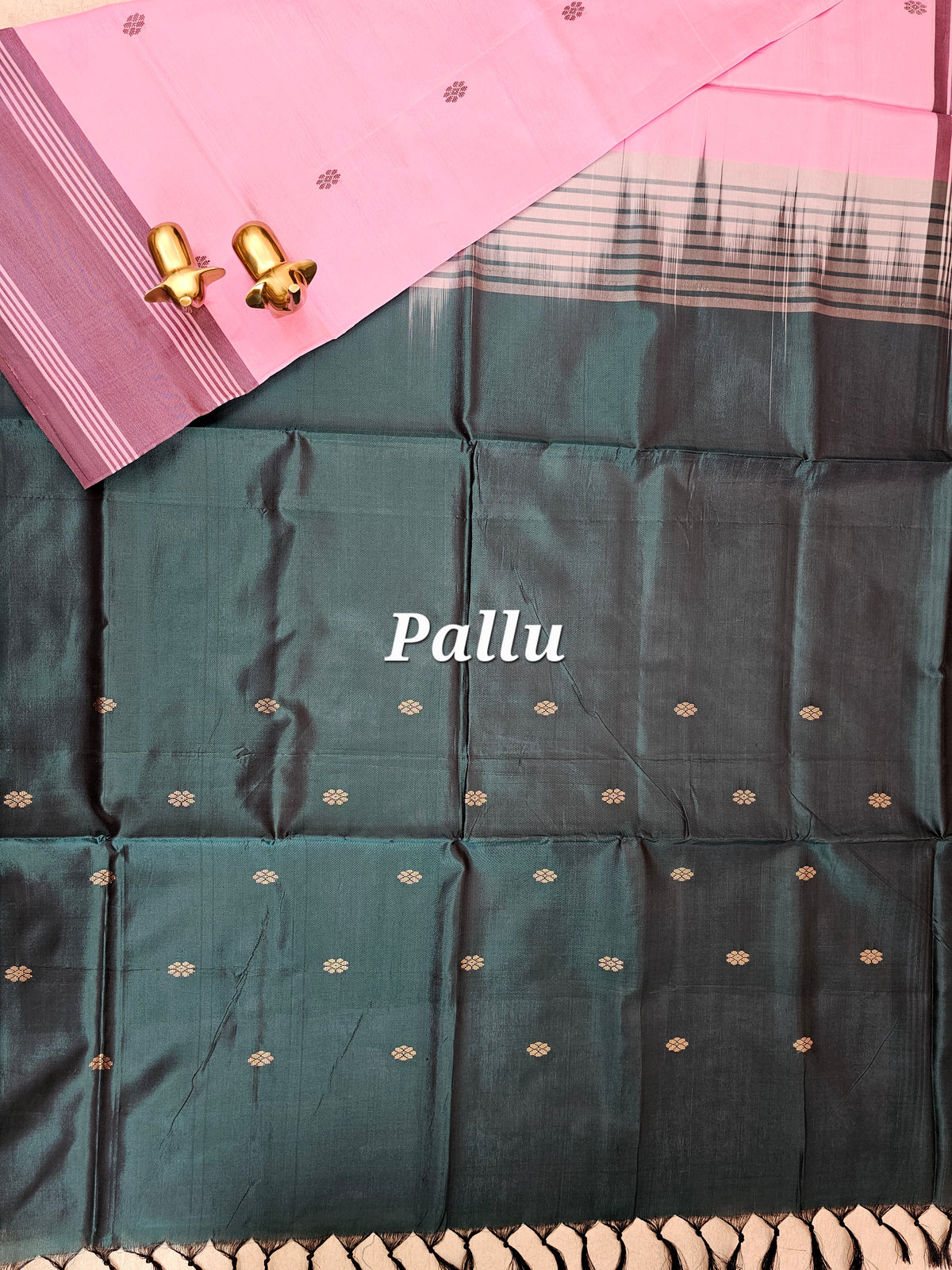 Chinnalampattu Saree - Pink with Dark Green