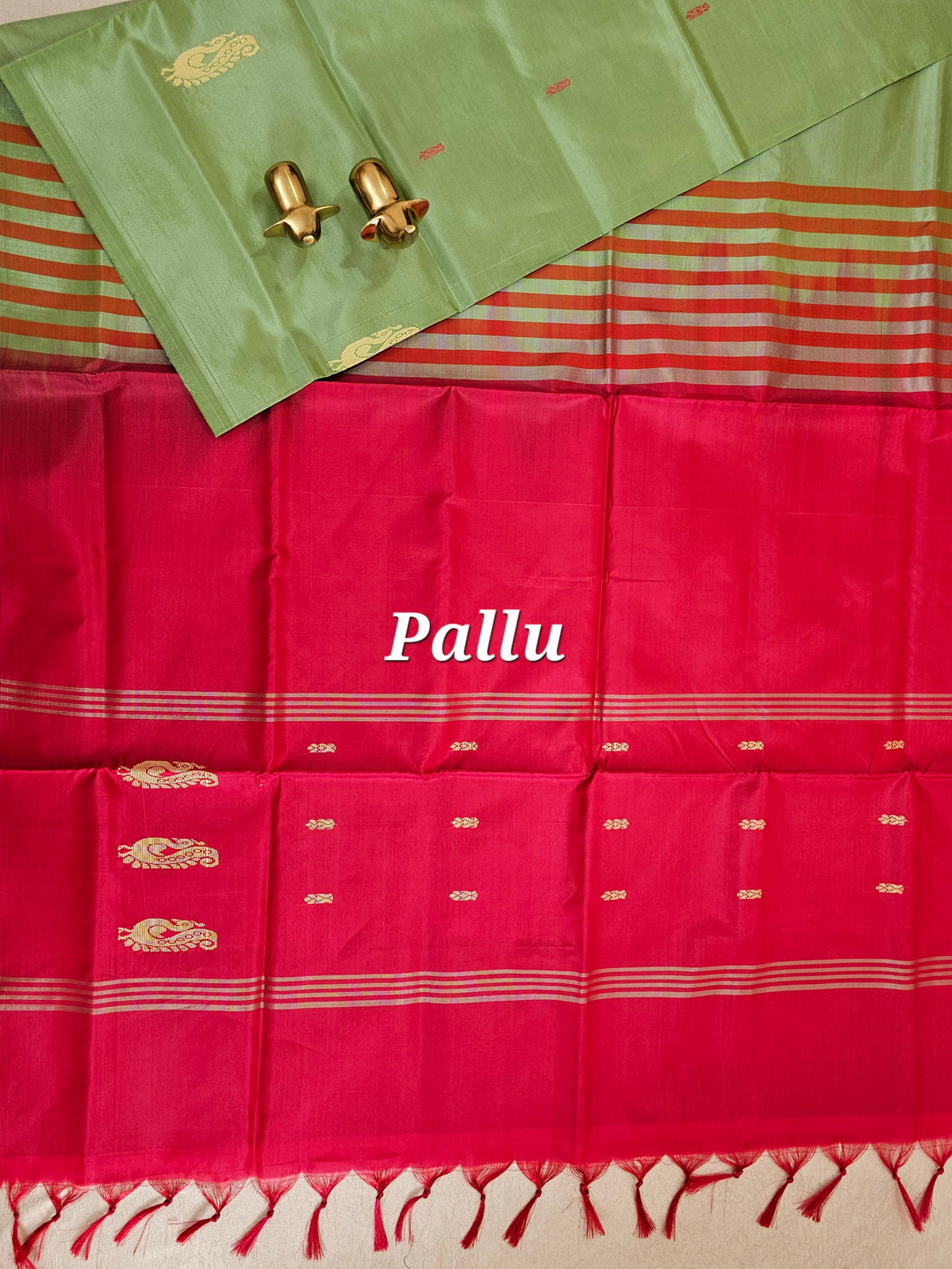 Chinnalampattu Saree - Green with Red