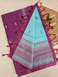 Chinnalampattu Saree - Blue with Magenta Pink
