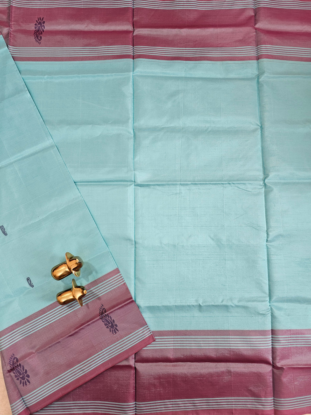 Chinnalampattu Saree - Blue with Magenta Pink
