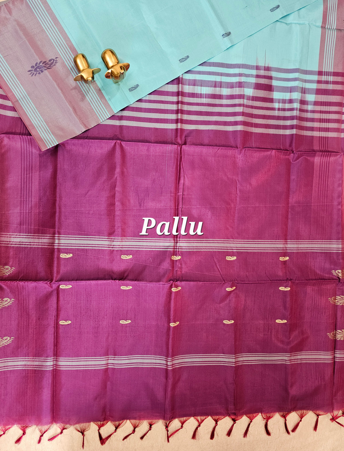 Chinnalampattu Saree - Blue with Magenta Pink