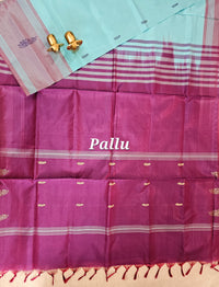 Chinnalampattu Saree - Blue with Magenta Pink