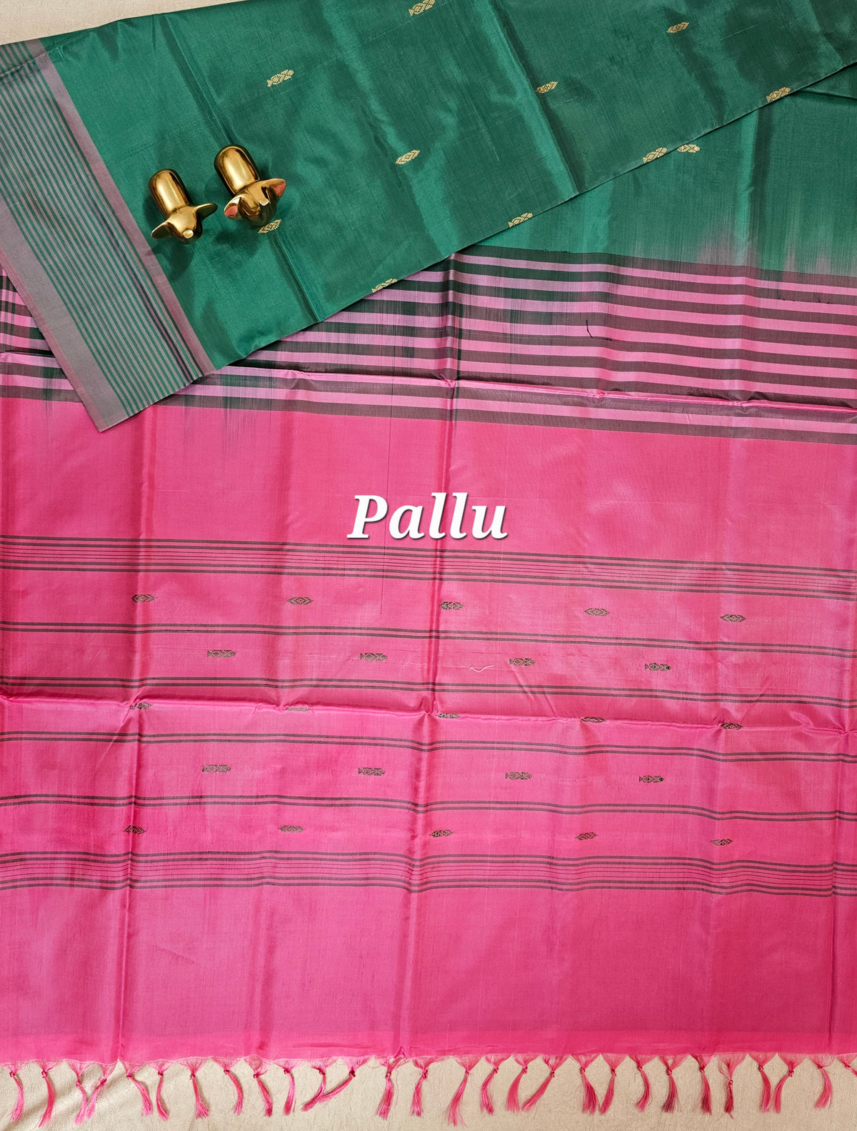 Chinnalampattu Saree - Green with Pink