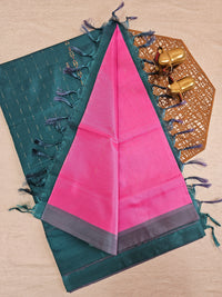 Chinnalampattu Saree - Pink with Peacock Green