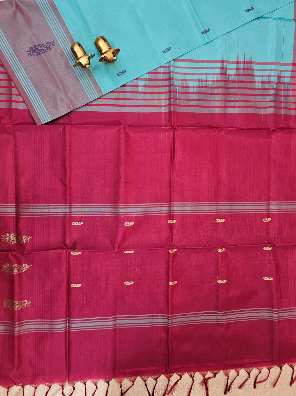 Chinnalampattu Saree - Blue with Red