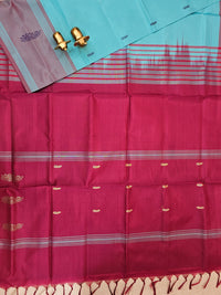 Chinnalampattu Saree - Blue with Red