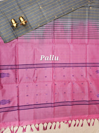 Chinnalampattu Saree - Grey with  Pink