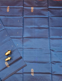 Chinnalampattu Saree - Peacock Blue with Red