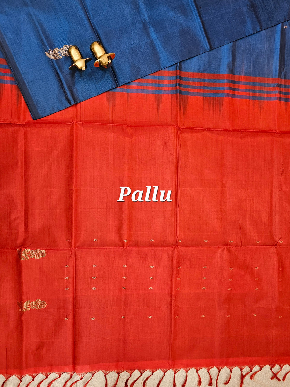 Chinnalampattu Saree - Peacock Blue with Red