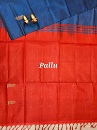 Chinnalampattu Saree - Peacock Blue with Red