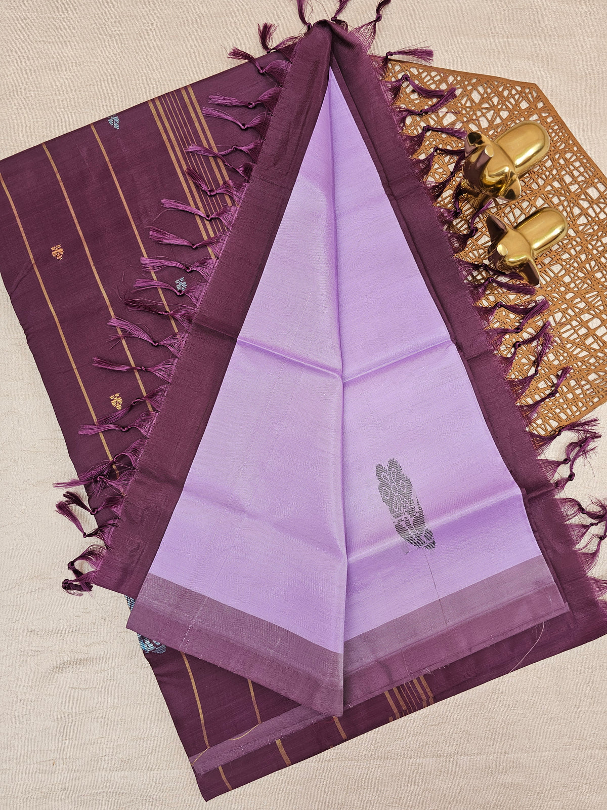 Chinnalampattu Saree - Lavender with Dark Grape