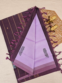 Chinnalampattu Saree - Lavender with Coffee Brown