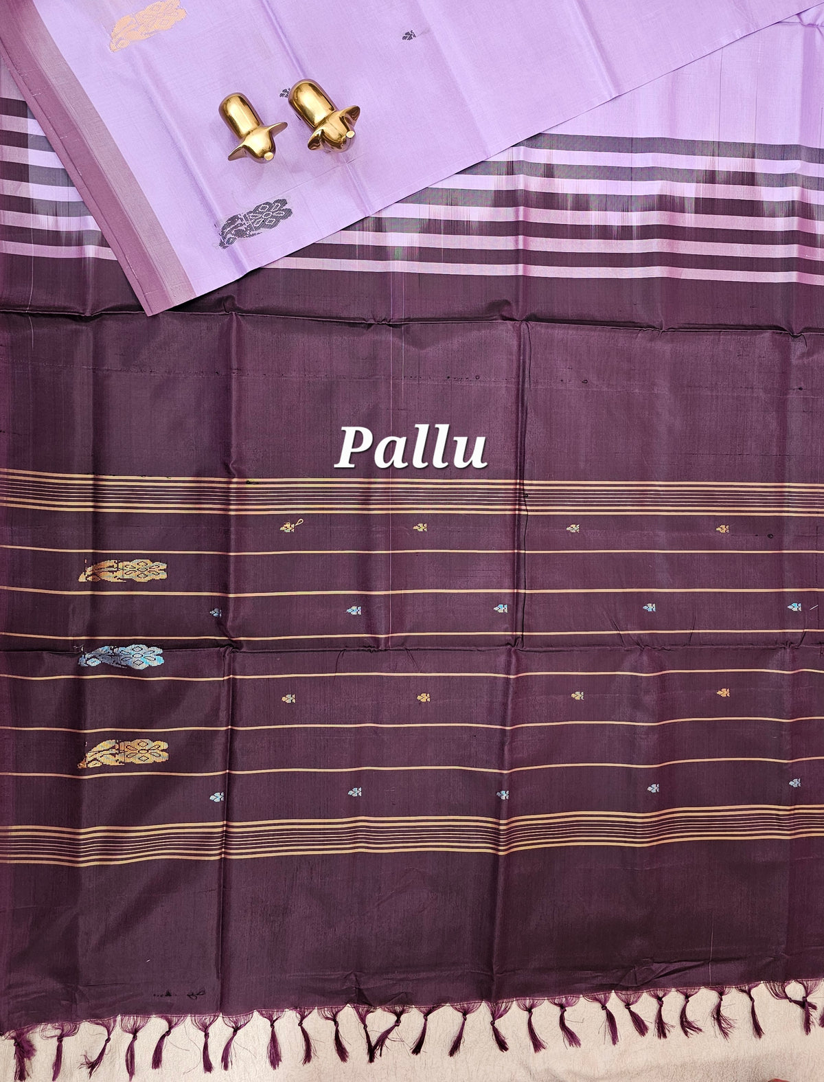 Chinnalampattu Saree - Lavender with Coffee Brown