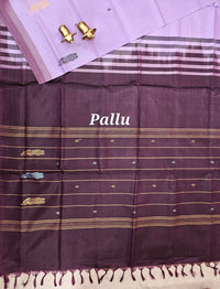 Chinnalampattu Saree - Lavender with Coffee Brown