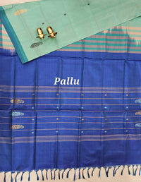 Chinnalampattu Saree - Sea Green with Peacock Blue