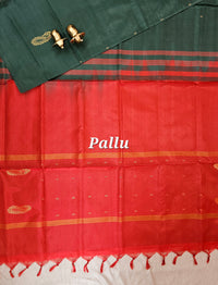 Chinnalampattu Saree - Dark Green with Red