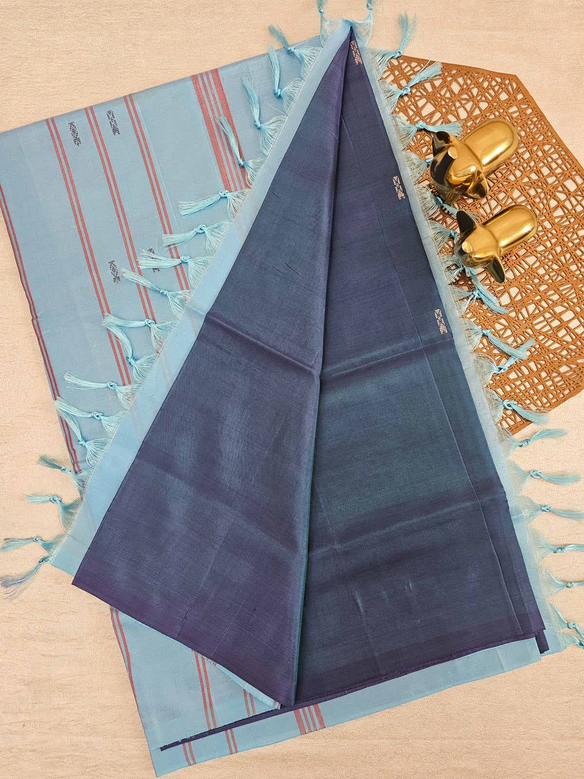 Chinnalampattu Saree - Peacock Blue with Blue