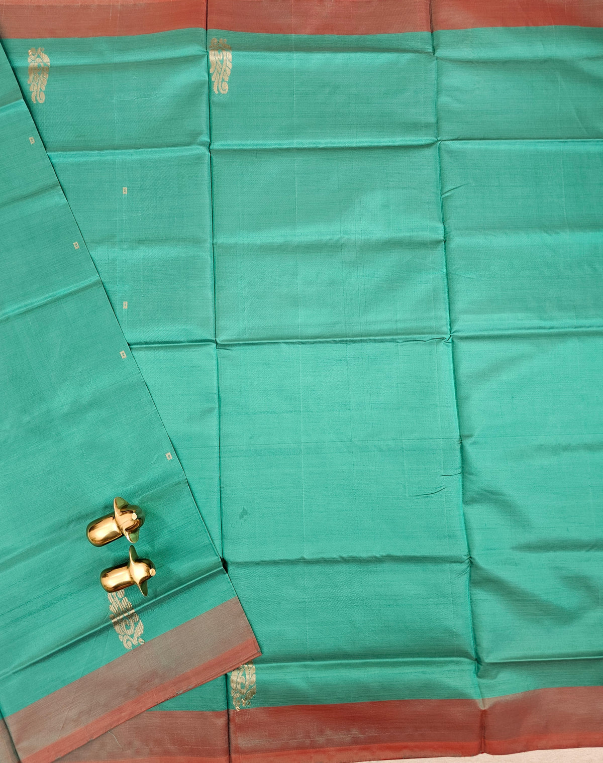 Chinnalampattu Saree - Sea Green with Red