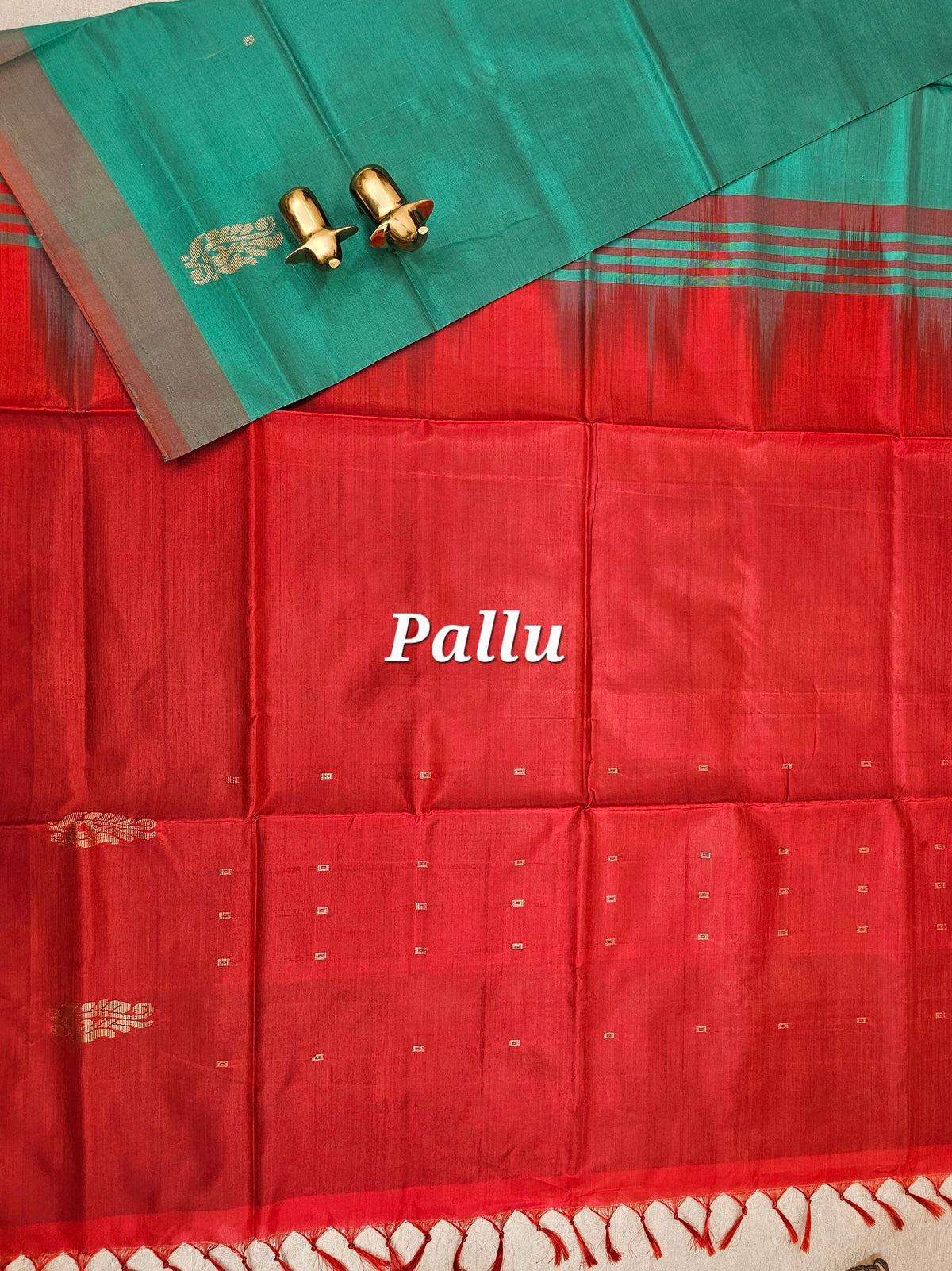 Chinnalampattu Saree - Sea Green with Red