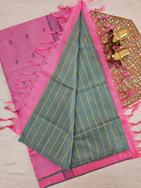 Chinnalampattu Saree - Grey with Pink