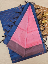 Chinnalampattu Saree - Pink with Peacock Blue