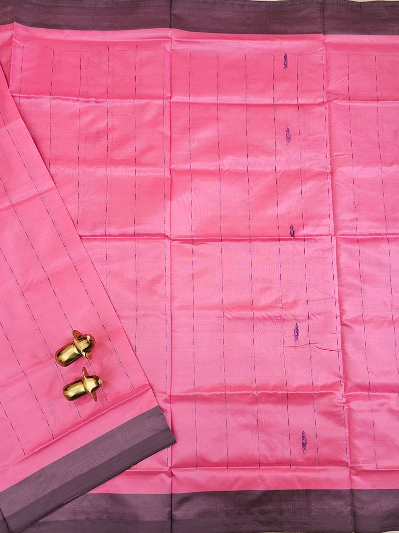 Chinnalampattu Saree - Pink with Peacock Blue