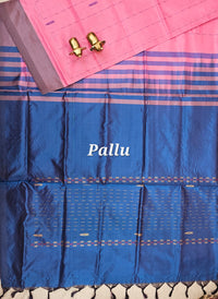 Chinnalampattu Saree - Pink with Peacock Blue