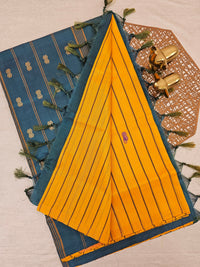 Chinnalampattu Saree - Chandana Yellow with Peacock Green