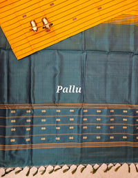 Chinnalampattu Saree - Chandana Yellow with Peacock Green