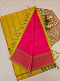 Chinnalampattu Saree - Pink with Lime Green