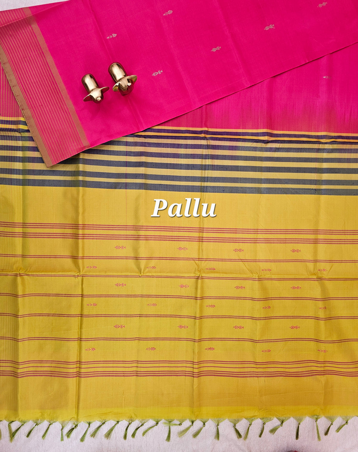 Chinnalampattu Saree - Pink with Lime Green