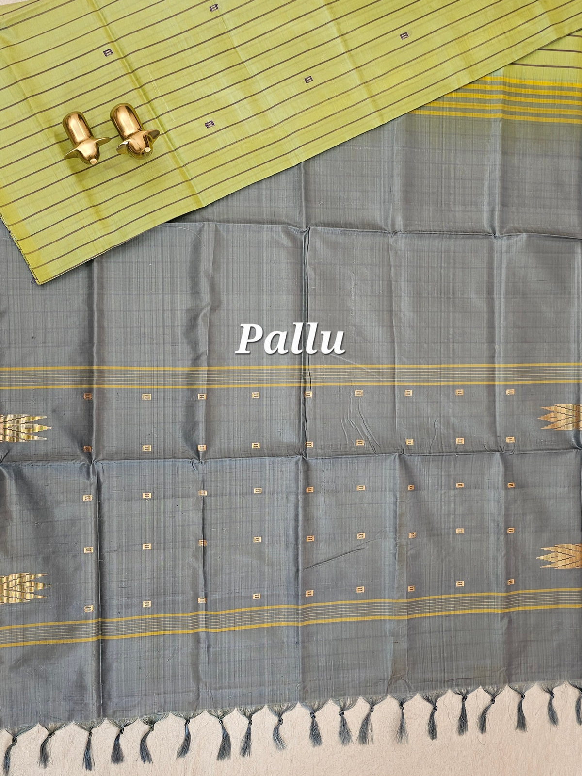 Chinnalampattu Saree - Green with Grey