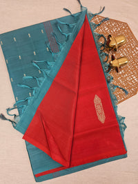 Chinnalampattu Saree - Dark Red Sea Green