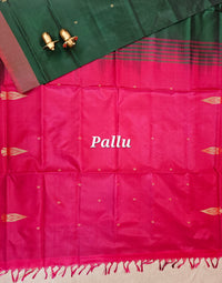 Chinnalampattu Saree - Dark Green with Pink