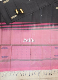 Chinnalampattu Saree - Black with Pink