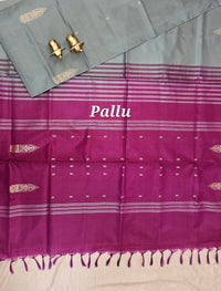 Chinnalampattu Saree - Grey with Magenta Pink
