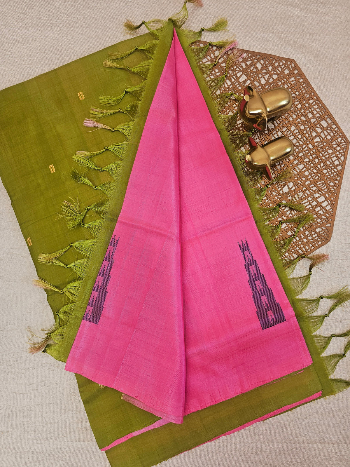 Chinnalampattu Saree - Pink with Green