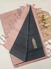 Chinnalampattu Saree - Black with Onion Pink