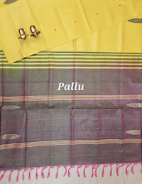 Chinnalampattu Saree - Yellow with Dual Shade Greyish Pink