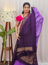 Jute Banarasi Silk Saree - Dark Lavender with Purple